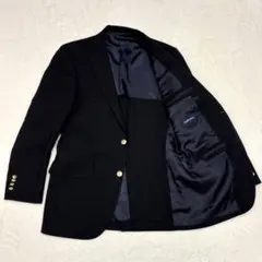 ニューヨーカー 金ボタン ブレザー テーラードジャケット 2つ釦 ウール 黒A6