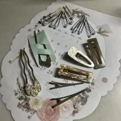 ヘアクリップとパール付きヘアピンセット