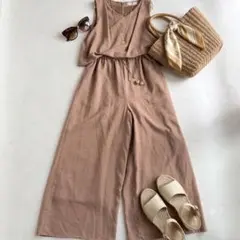 【美品】シンプリシテェ リネンライク セットアップ風 オールインワンのサムネイル