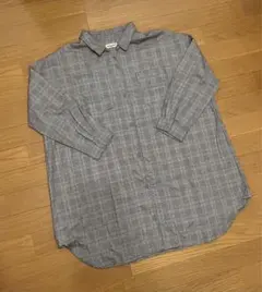 【美品】 Samansa Mos2チェック柄 シャツワンピース 長袖 グレー F