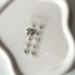 耳ツボジュエリー　まとめ買い割引　耳つぼ　10粒　シルバー　パール　リボン