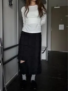 iseeroom / square fringe cut skirt