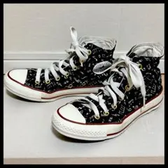 【コンバーススニーカー】レディース23cm4h　オールスター音符黒　ハイカット靴