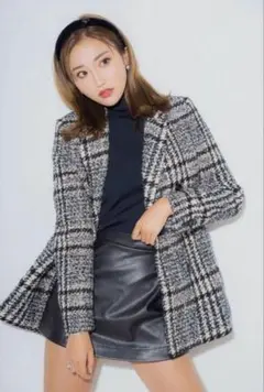 sheller シェリエ レザーチェック ショートコート ジャケット COAT – shéller / シェリエ