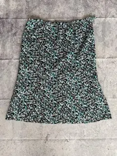 花柄 フレアスカート 膝丈 裏地付き レディースL