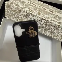 iPhoneケース ディオール キルティング レザー チャーム付き