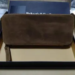 バハギア　ペンケース　ラウンドジップ型　クレイジーホース　オリーブブラウン