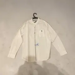 coen 長袖シャツ ホワイト ワンポイント デザインボタン