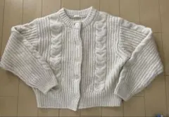 アイボリー ケーブル編み ニットカーディガン S