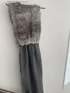 グレー ラビットファー 付きストール