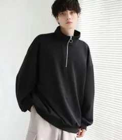 LILL フェイクスウェードハーフジップカットソー