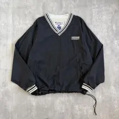 Champion 90s プルオーバーナイロンジャケット ロゴ刺繍 2XL 黒