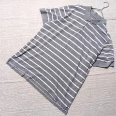 [Popular] Eddie Bauer Striped Polo Shirt XL Gray One Point Logo