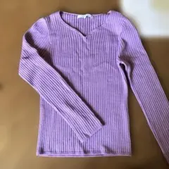 UNTITLED ニット リブ セーター Ｖネック ウール混 シンプル　パープル