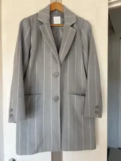 LOWRYSFARM グレー ストライプ ロングコート Mサイズ