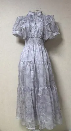 evelyn ラメフリル花柄OP ブルー