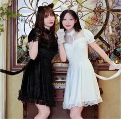 【新品】猫耳付きコスプレドレス　黒猫　ハロウィン