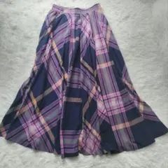 アメリカンホリック　チェック柄　ロングスカート　ピンクと紺　Lサイズ