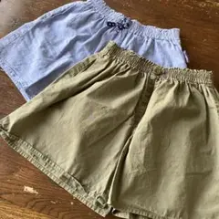 青とカーキのコットン半ズボン