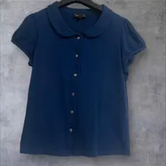 agnès b. 半袖シャツ コットン 丸襟 パフスリーブ カットソー