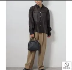 美品　ジャーナルスタンダードレリューム　シアー　プリーツシャツ　ブラック