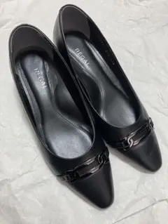 【リーガル：黒レザー】ビットデザインパンプス　23.5cm 美品