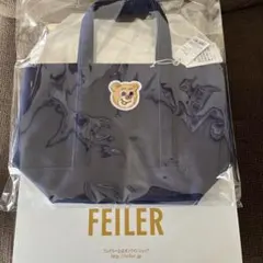 フェイラー　オールドテディ　ワッペントートバッグ　ネイビー