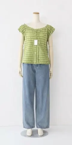 Vipoa チェック柄シングルブレストシャツ グリーン