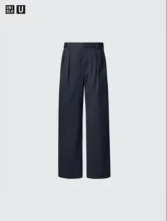 UNIQLO U ユニクロ タックワイドパンツ ネイビー M チノパン