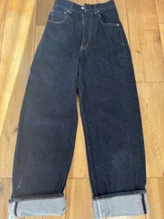 MOUSSY ダークブルー ハイウエストデニム