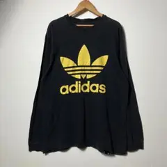 90s adidas ロンT ブラック トレフォイル Tシャツ VINTAGE