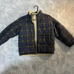 ネイビーとイエローのチェック柄キルティングジャケット