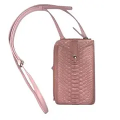 本革 パイソンレザー スマホショルダー ピンク ポシェット 斜め掛け 財布機能