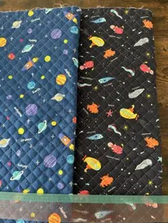 キルティング生地 撥水加工 宇宙 魚