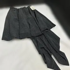 新品EXTRA BOTTANS韓国ドット柄フレアスカートパンツM黒アシンメトリー