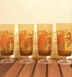 昭和レトロアデリア脚付コップ 4個セット