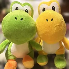 スーパーマリオ　特大サイズぬいぐるみ　おすわりヨッシー　緑　黄色　セット