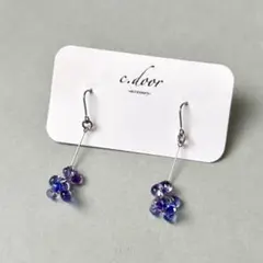 NO.1232 パープルブルーチェコビーズイヤリング/ピアス