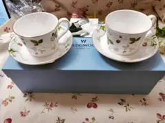 新タグ箱付♪WEDGWOODパステルティーカップ＆ソーサー(デルフィ)２客セット
