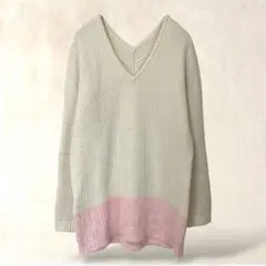 エニィスィス　長袖ニット　2／M　白系　Vネック　ゆったり　カジュアル　秋冬