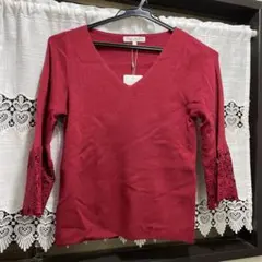 新品未使用　プロポーションボディドレッシング　レッド Vネック ニット サイズ2