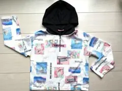 キッズ パーカー 140cm 総柄プリント カラフル 女の子 フード付き 長袖