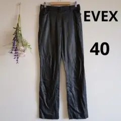 EVEX 【40】 合皮パンツ テーパード ナイロン 前ファスナー 裏地なし 黒