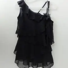 黒いフリルチュニック　ノースリーブ　肩出し　発表会等　9号