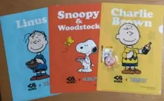 くら寿司 PEANUTS クリアファイル 3枚 缶バッジ付のサムネイル