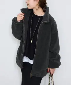 スローブイエナ　ウールコンボアスタンドコクーンブルゾン