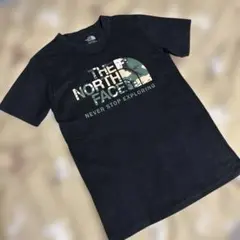 THE NORTH FACE・カモ迷彩・プリントTシャツ・ブラック・Sサイズ