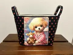 ハンドメイド・布バスケット・パネル柄・ねこ・猫・ユキエモン