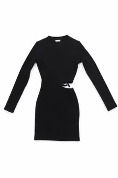 【新品未使用・試着のみ】GYDA サイドカット リブニットワンピース ブラック
