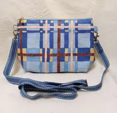 ハンドメイド　＊　ポシェット　　 リバティ　フローリー　ブルー×ブラウン